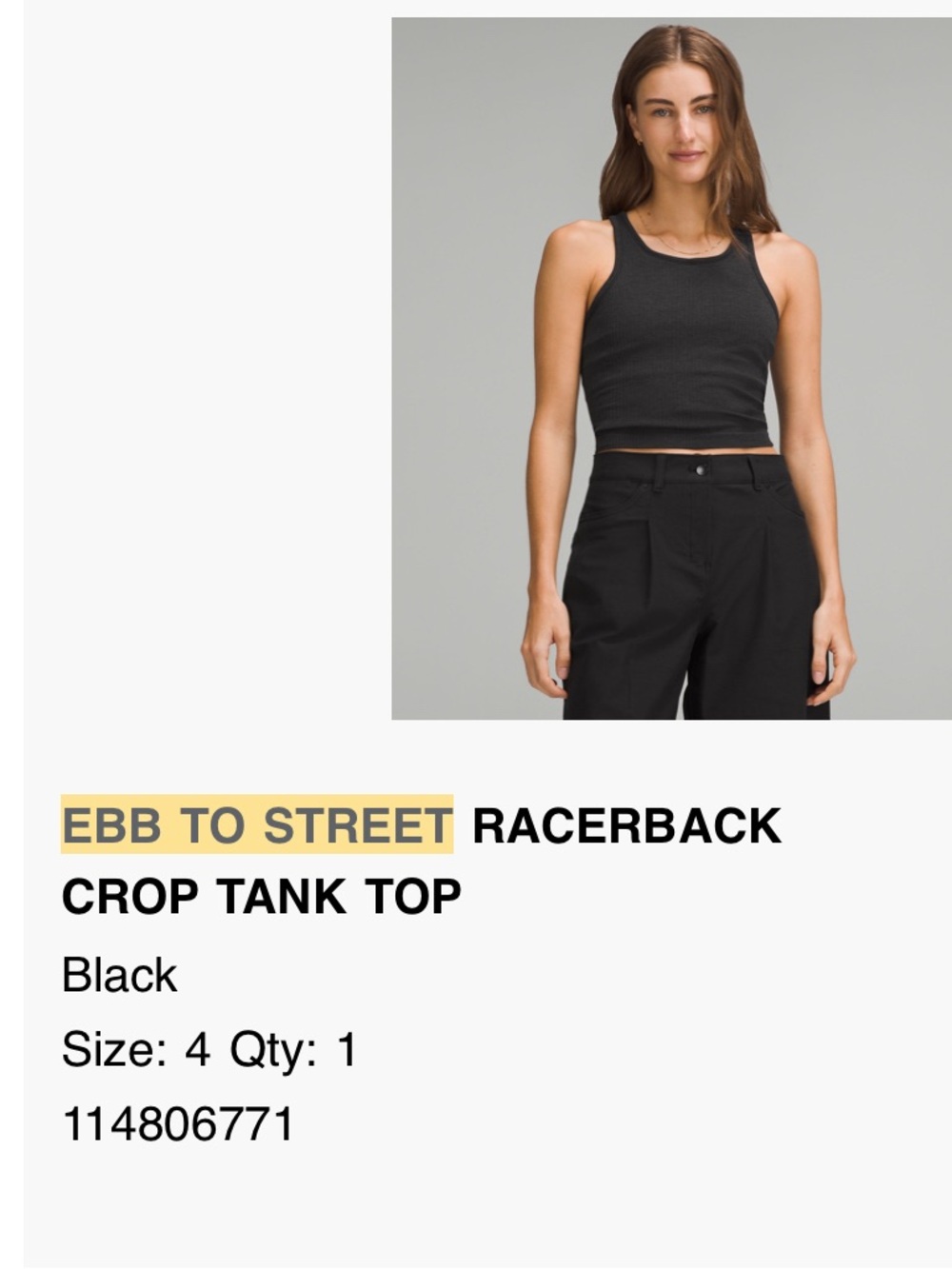 lululemon athletica Black Racerback Crop Top
